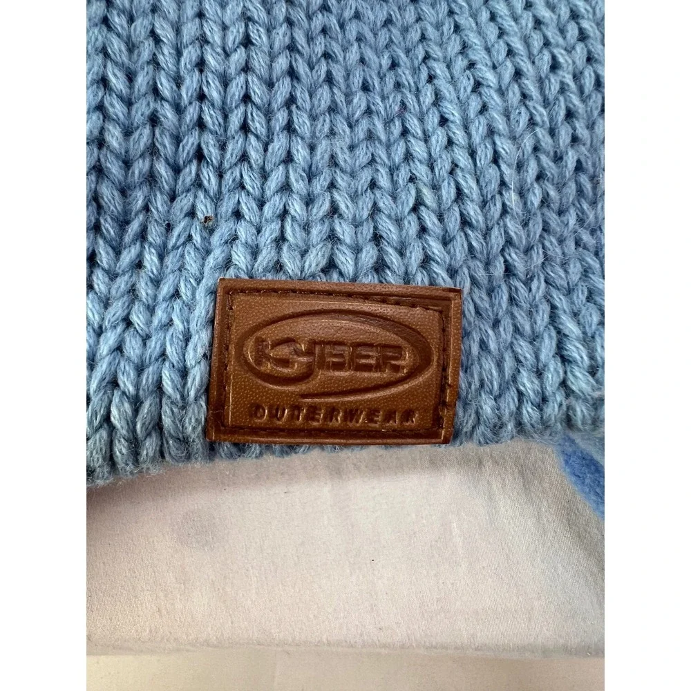 Kyber Outerwear Kids Blue Wool Blend Puppy Dog Knit Trapper Hat Fleece Lined
